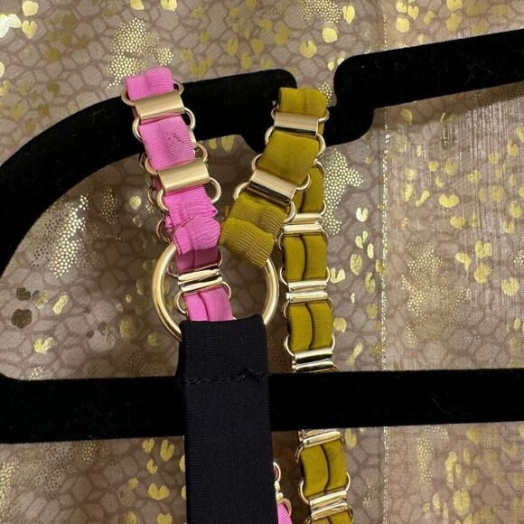 Lily Rose Paradise Black Pink Orange Yellow Gold Plated Chain Triangle Bikini To - Picture 9 of 12